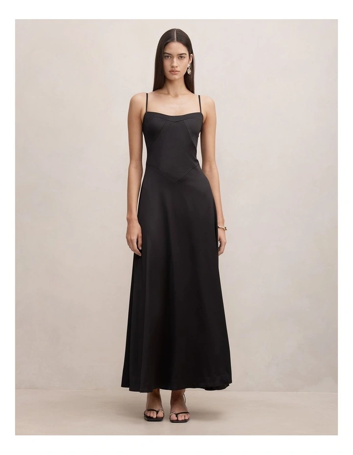 Hattie Corset Panelled Maxi Dress in Black image 1