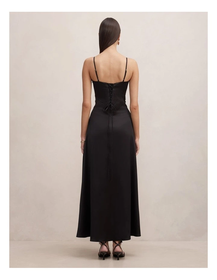 Hattie Corset Panelled Maxi Dress in Black image 2