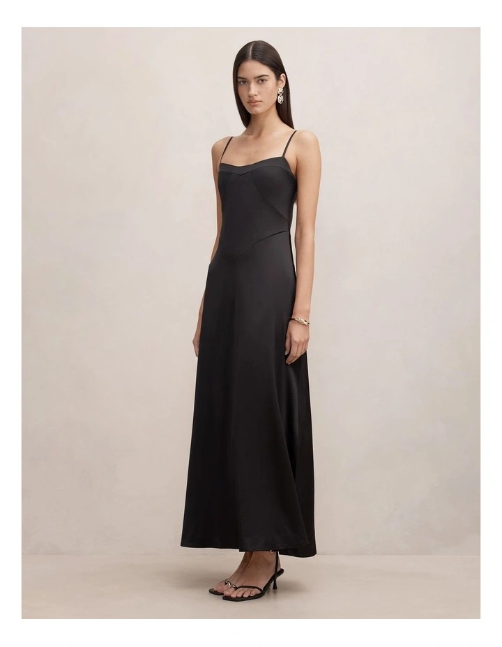 Hattie Corset Panelled Maxi Dress in Black image 3