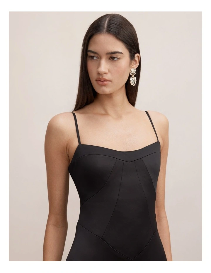 Hattie Corset Panelled Maxi Dress in Black image 4