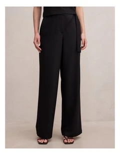 Mila Wrap Wide Leg Pants in Black