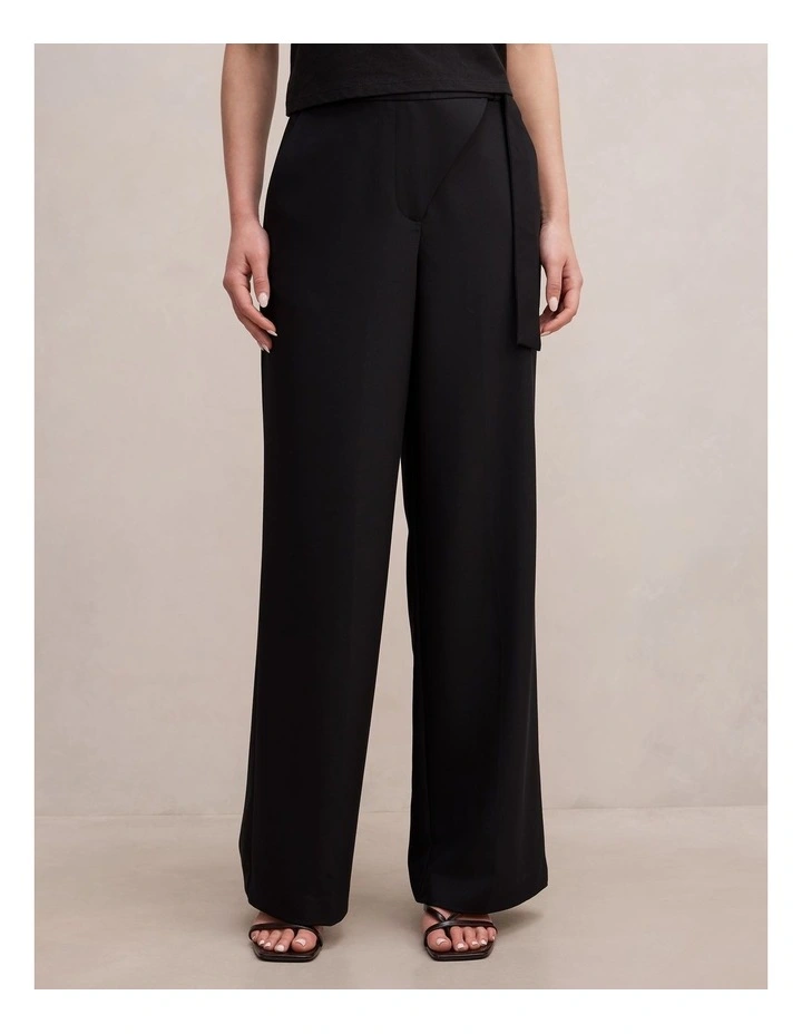 Mila Wrap Wide Leg Pants in Black image 1