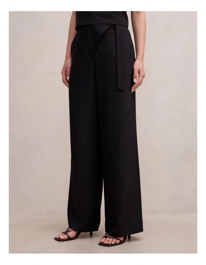Mila Wrap Wide Leg Pants in Black image 3