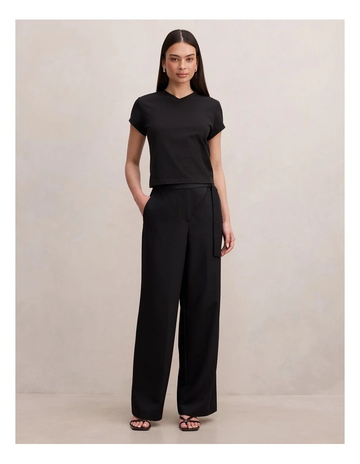 Mila Wrap Wide Leg Pants in Black image 5