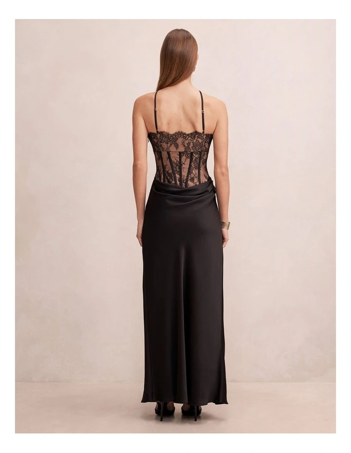 Nellie Lace Halter Neck Maxi Dress in Black image 2