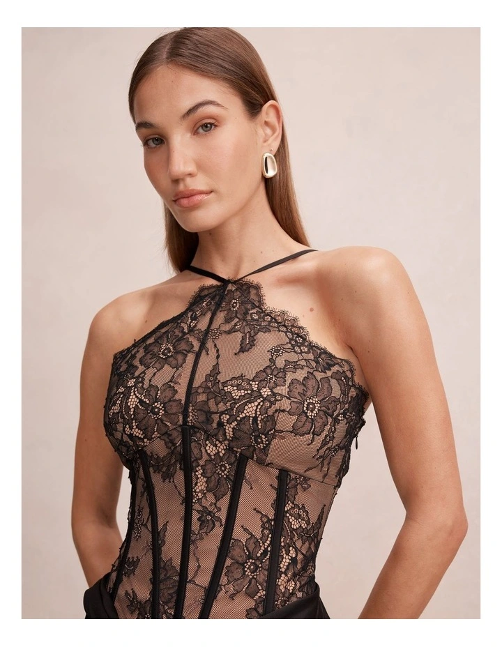 Nellie Lace Halter Neck Maxi Dress in Black image 4