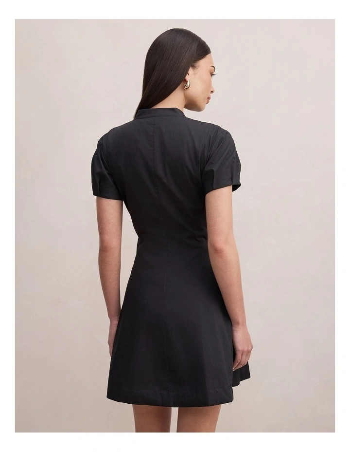 Clover Puff Sleeves Mini Dress in Black image 2
