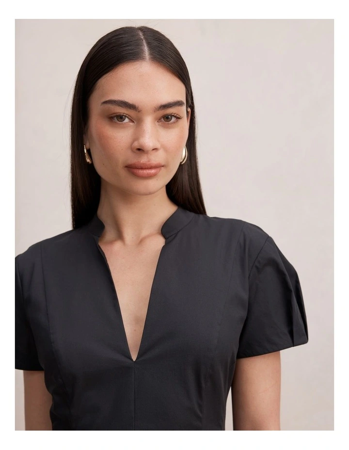 Clover Puff Sleeves Mini Dress in Black image 4