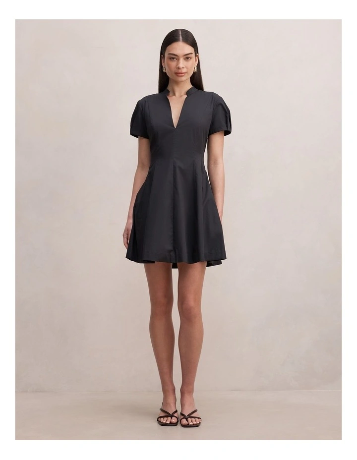 Clover Puff Sleeves Mini Dress in Black image 5