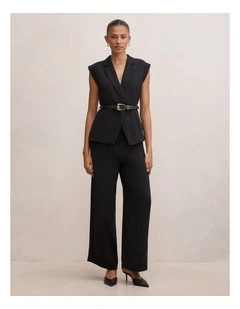 Ayla Tailored Belted Jumpsuit in Black