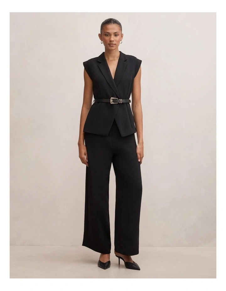 Ayla Tailored Belted Jumpsuit in Black image 1