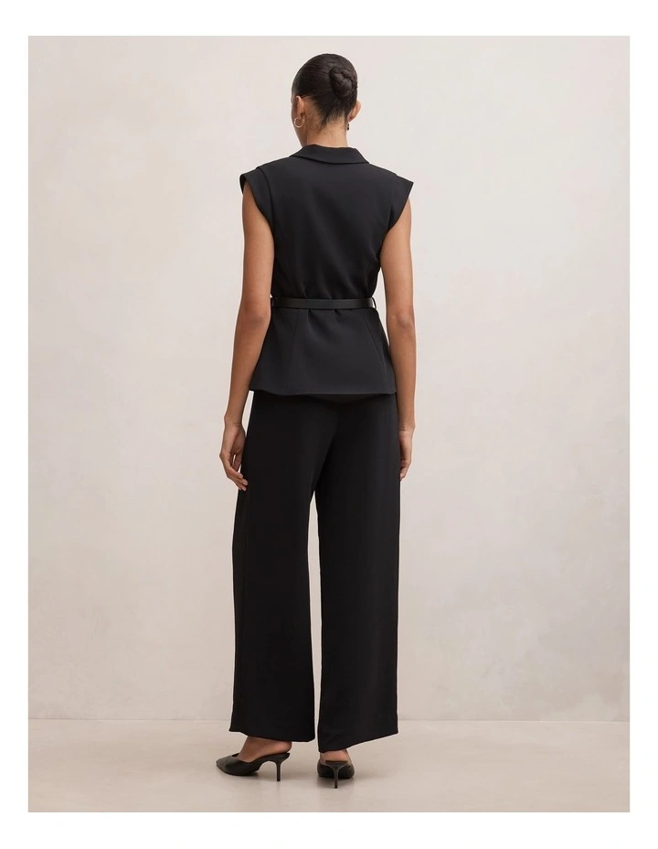 Ayla Tailored Belted Jumpsuit in Black image 2