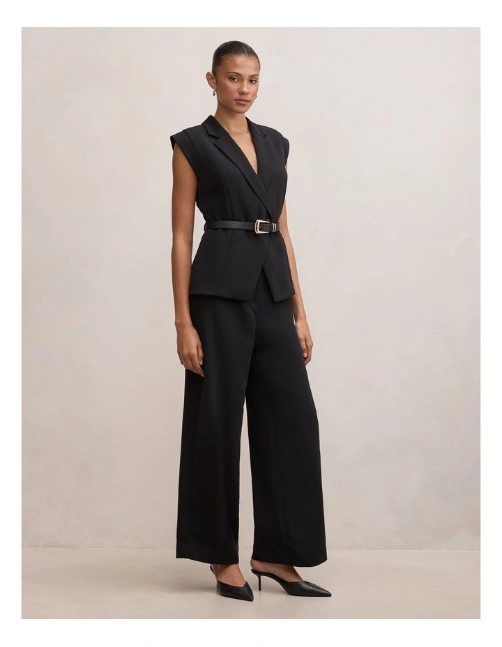 Ayla Tailored Belted Jumpsuit in Black image 3