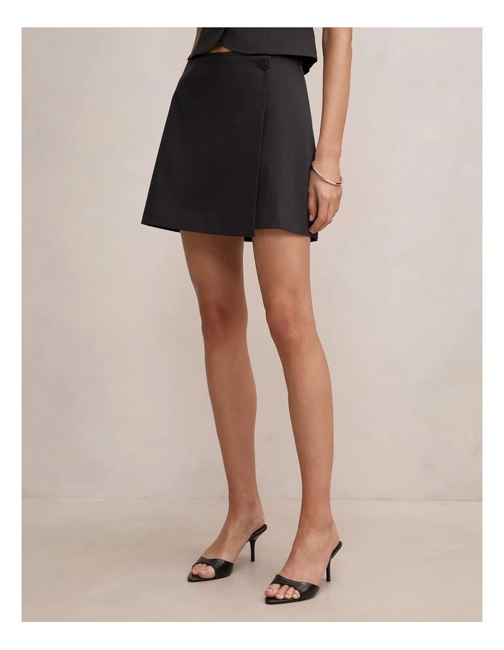 Bonnie Cotton Mini Skirt in Black image 3