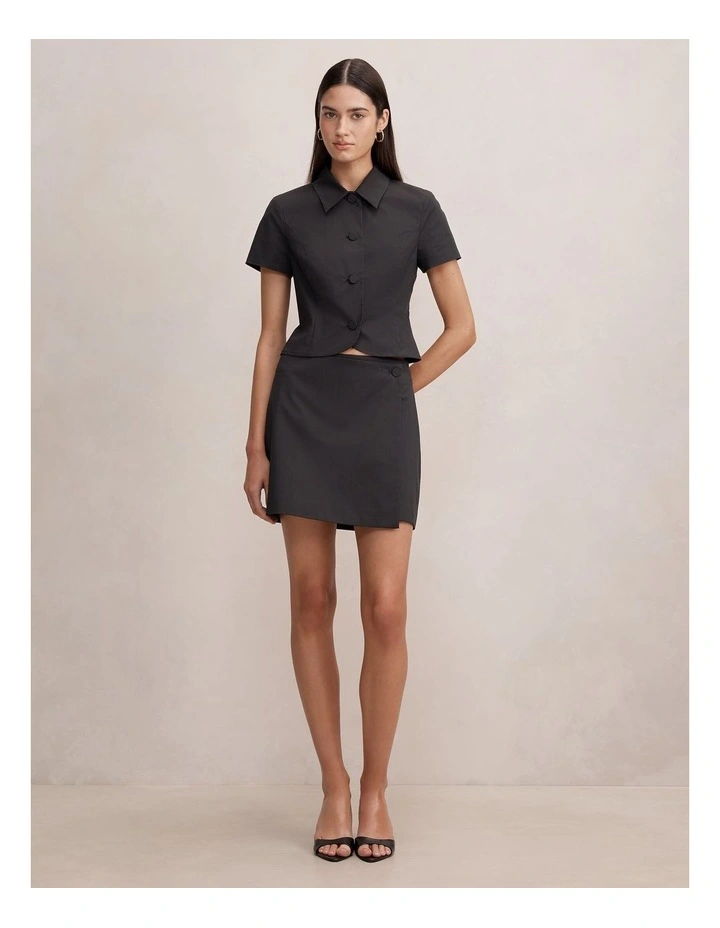 Bonnie Cotton Mini Skirt in Black image 5