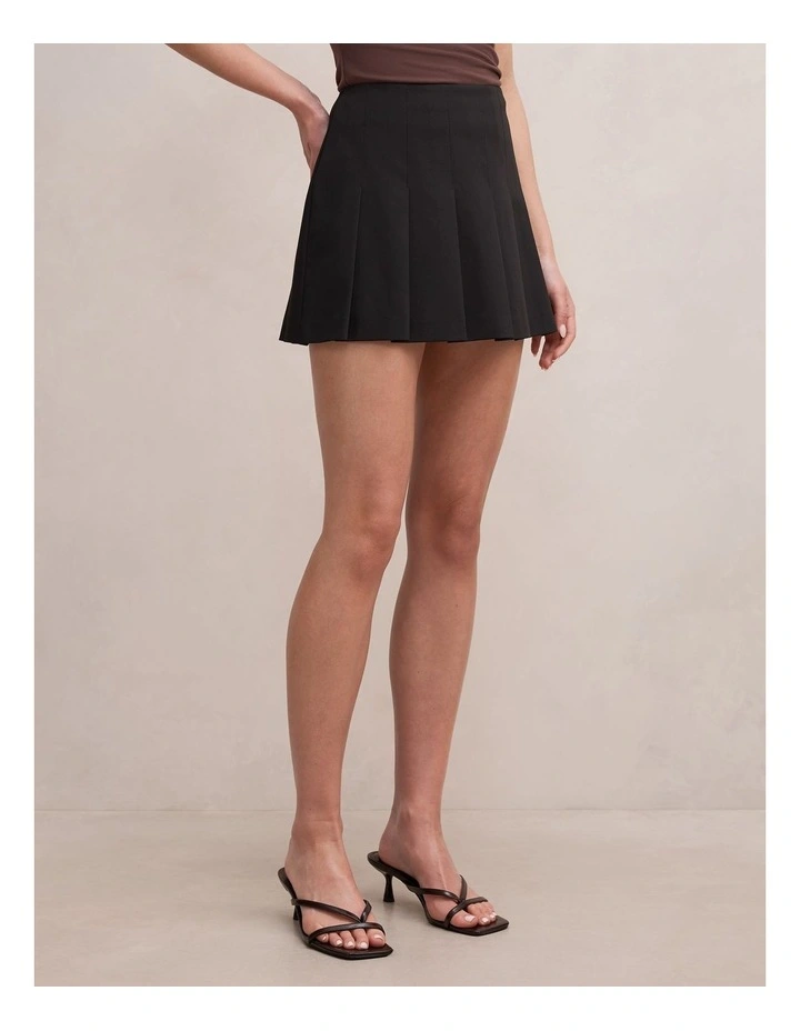 Tara Pleated Skort in Black image 3