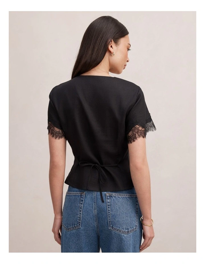 Ingrid Lace Trim Blouse in Black image 2
