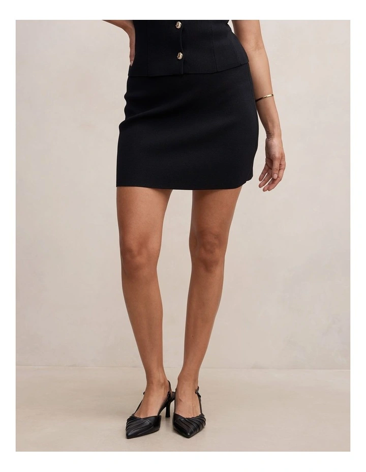 Esther Knitted Mini Skirt in Black image 1
