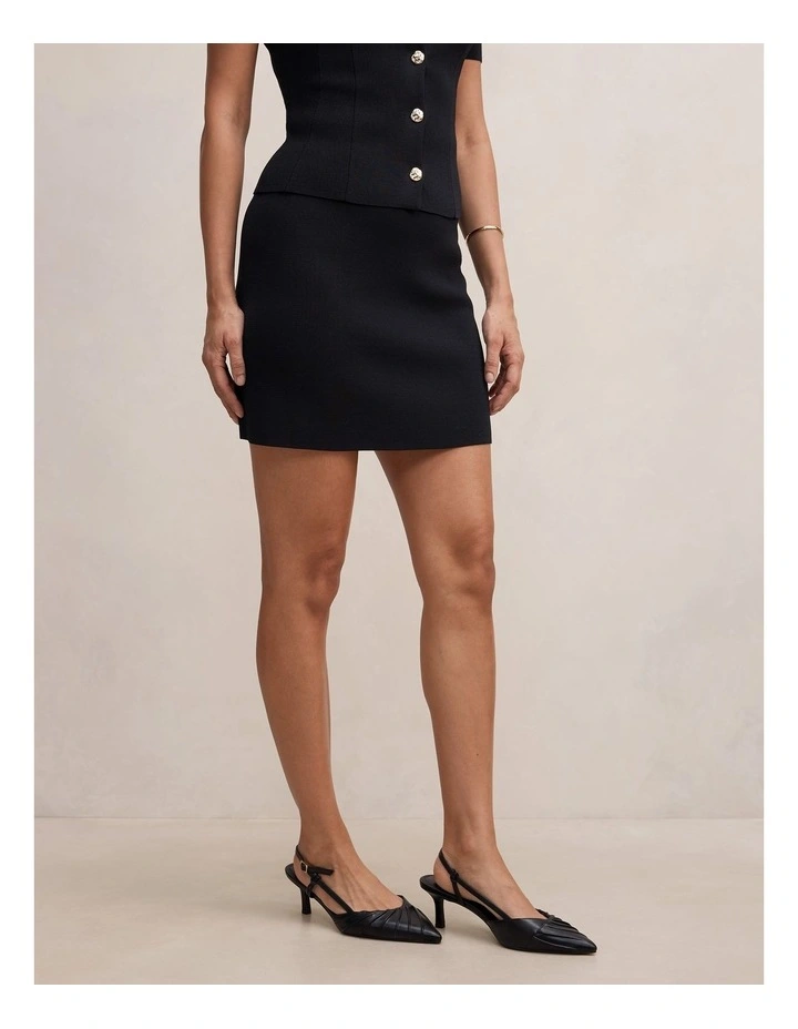 Esther Knitted Mini Skirt in Black image 3