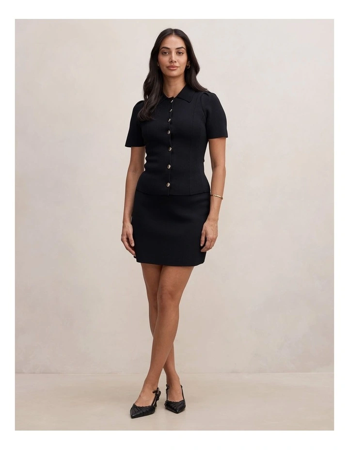 Esther Knitted Mini Skirt in Black image 5