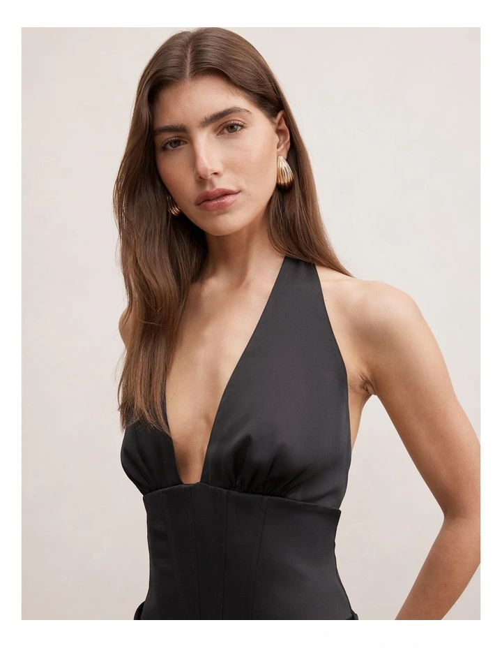 Airlie Halter Neck Corset Maxi Dress in Black image 4
