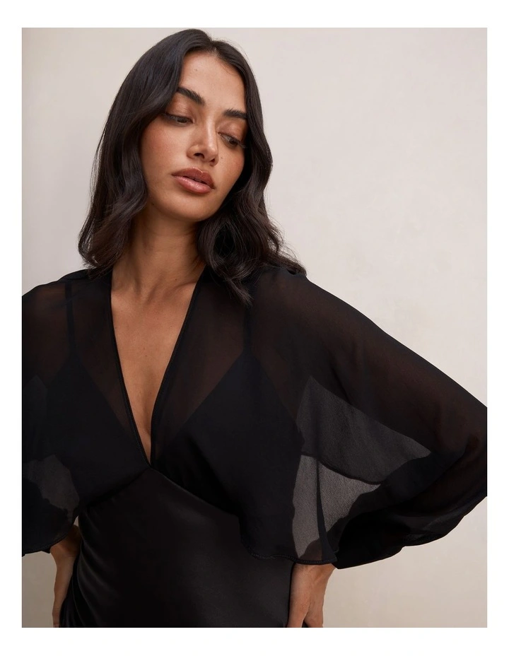 Electra Sleeves Cape Maxi Dress in Black image 4