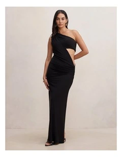 Kiana Draped Bandeau Maxi Dress in Black