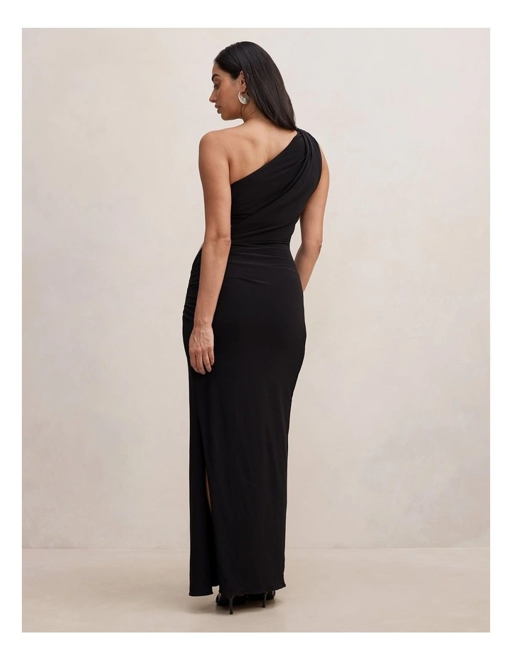 Kiana Draped Bandeau Maxi Dress in Black image 2