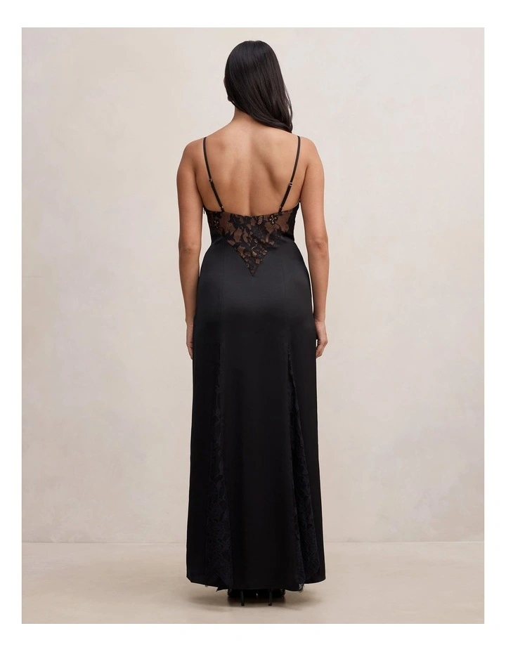 Salome V-Neck Lace Maxi Dress in Black image 2