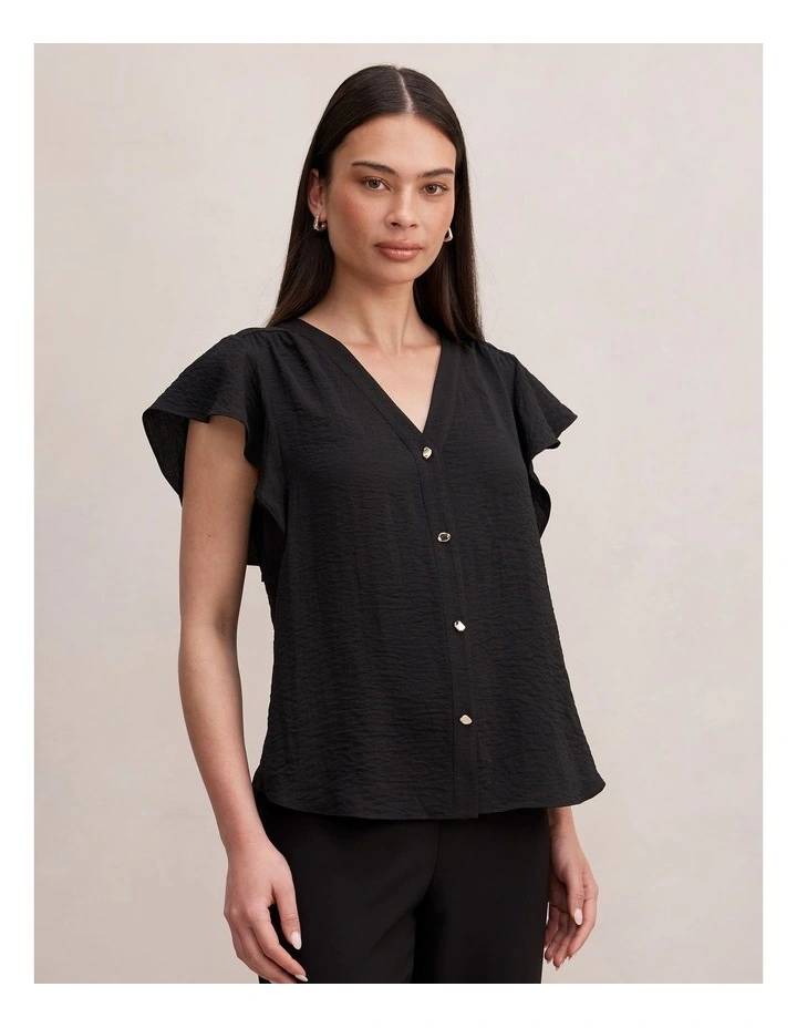 Cecilia Flutter Sleeves Blouse Black image 3
