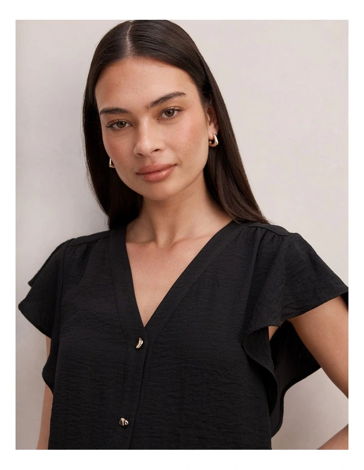 Cecilia Flutter Sleeves Blouse Black image 4
