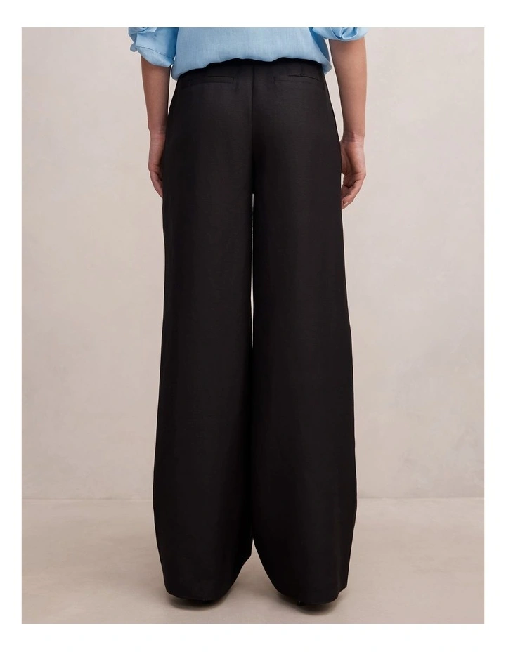 Eva Linen Wide Leg Pants in Black image 2