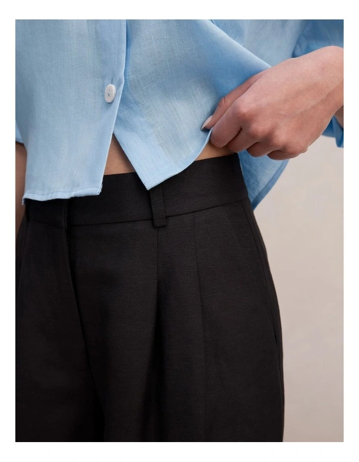 Eva Linen Wide Leg Pants in Black image 4