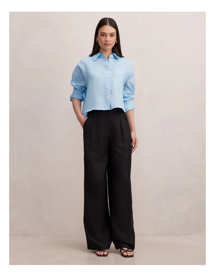 Eva Linen Wide Leg Pants in Black image 5