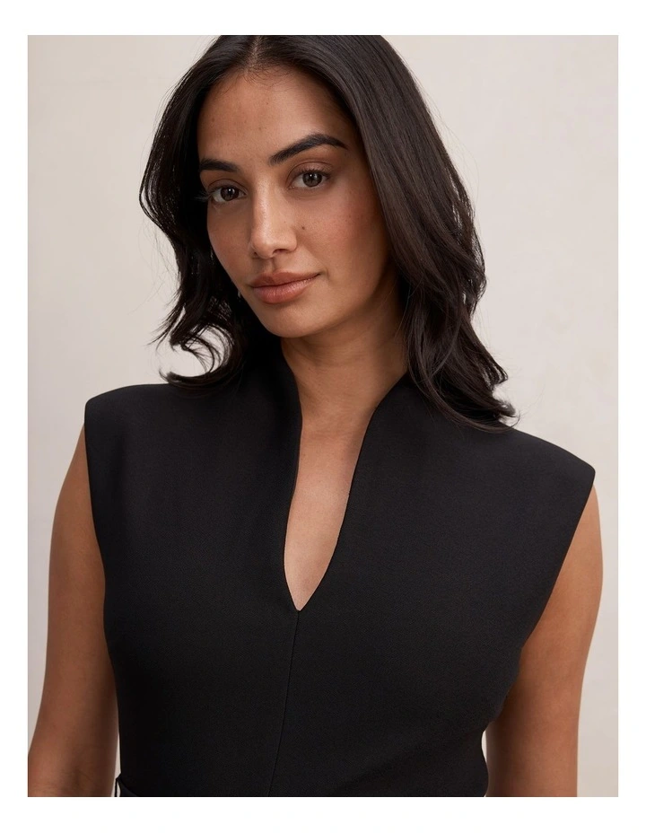 Rory Structured Tie Mini Dress in Black image 4