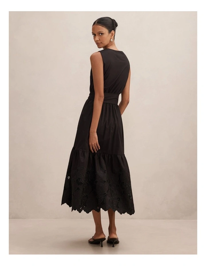 Dahlia Embroidered Midi Dress in Black image 2