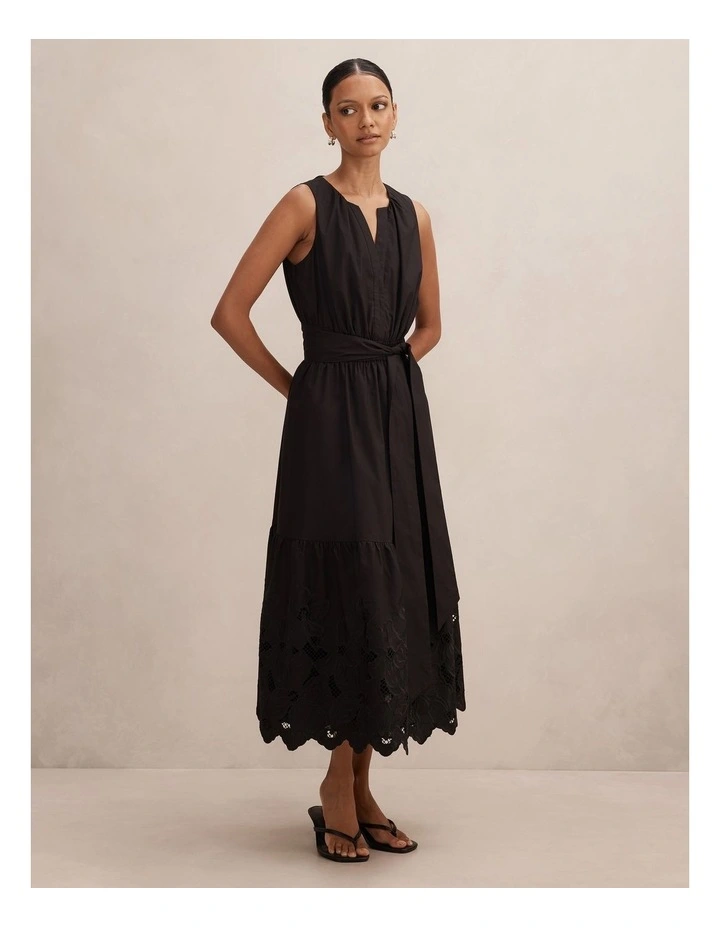 Dahlia Embroidered Midi Dress in Black image 3