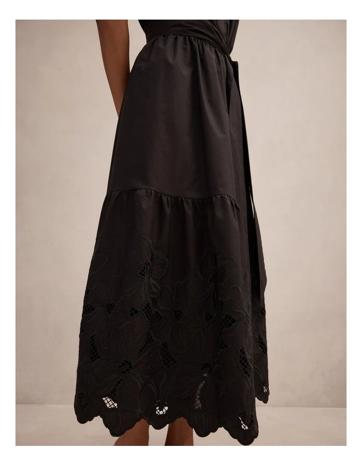 Dahlia Embroidered Midi Dress in Black image 4