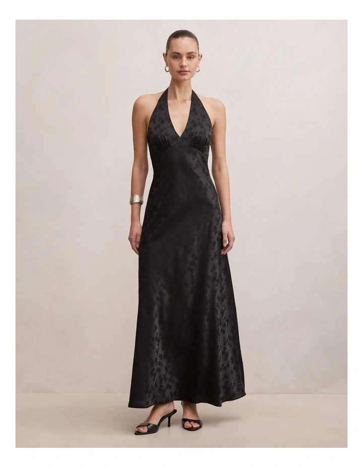 Eleanora Halter Neck Dress in Black image 1