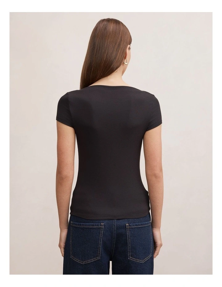 Andie Boat Neck Baby T-shirt in Black image 2