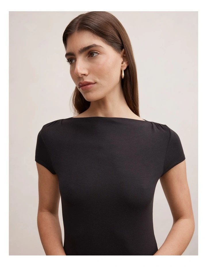 Andie Boat Neck Baby T-shirt in Black image 4