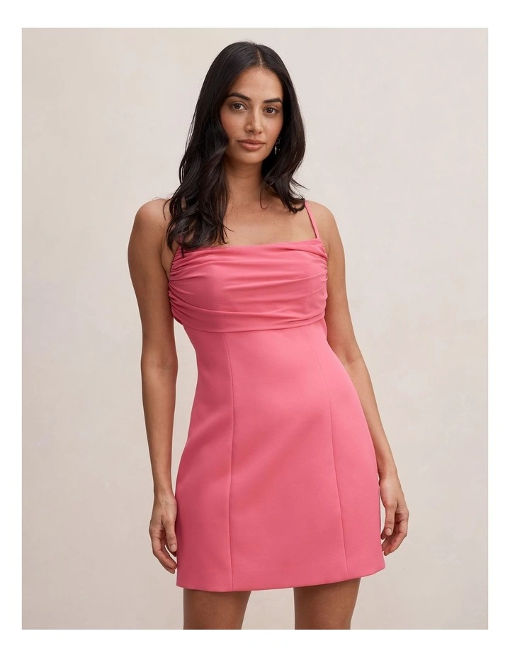 Sully Folded Cowl Neck Mini Dress in Pink image 1