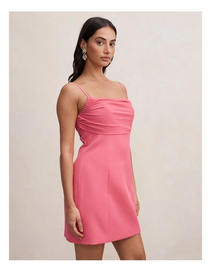 Sully Folded Cowl Neck Mini Dress in Pink image 3