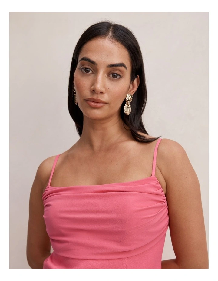 Sully Folded Cowl Neck Mini Dress in Pink image 4