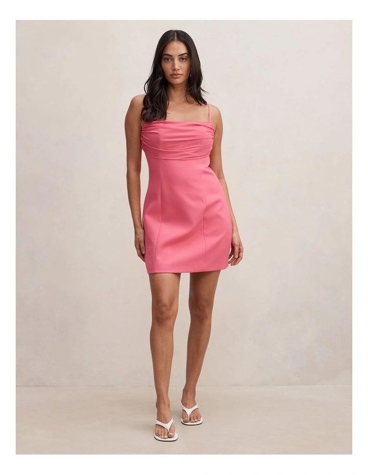 Sully Folded Cowl Neck Mini Dress in Pink image 5