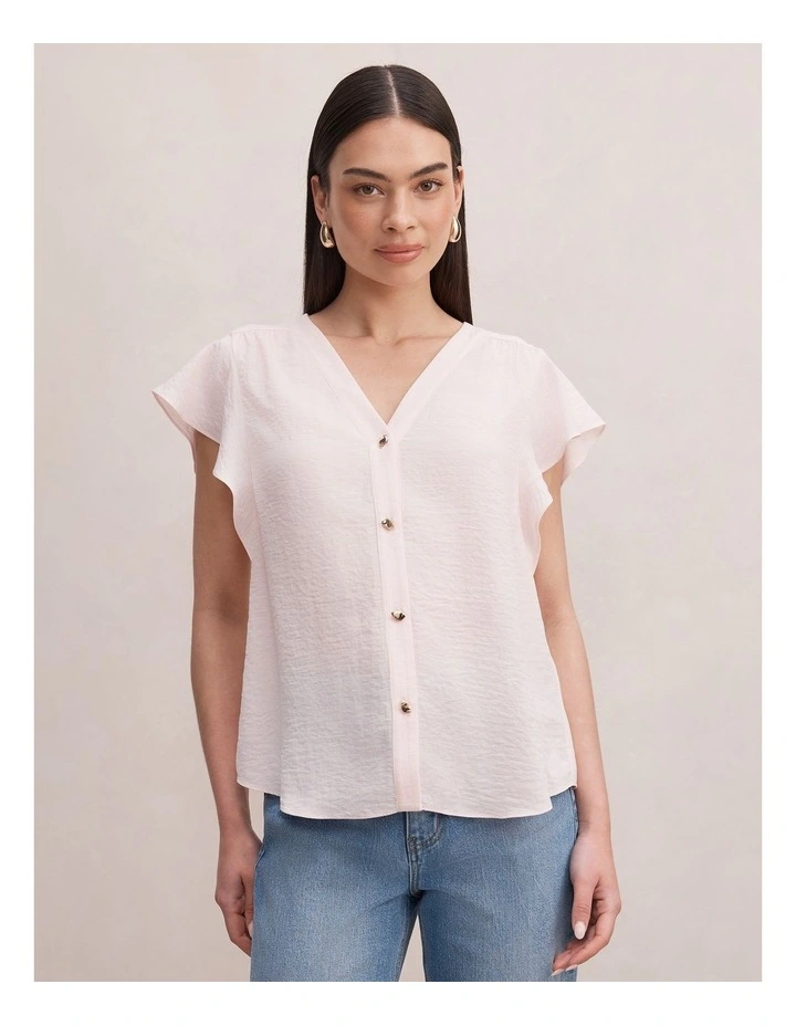 Cecilia Flutter Sleeves Blouse in Pink image 1