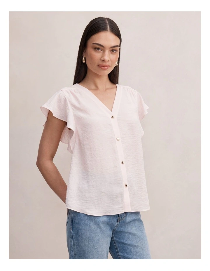 Cecilia Flutter Sleeves Blouse in Pink image 3