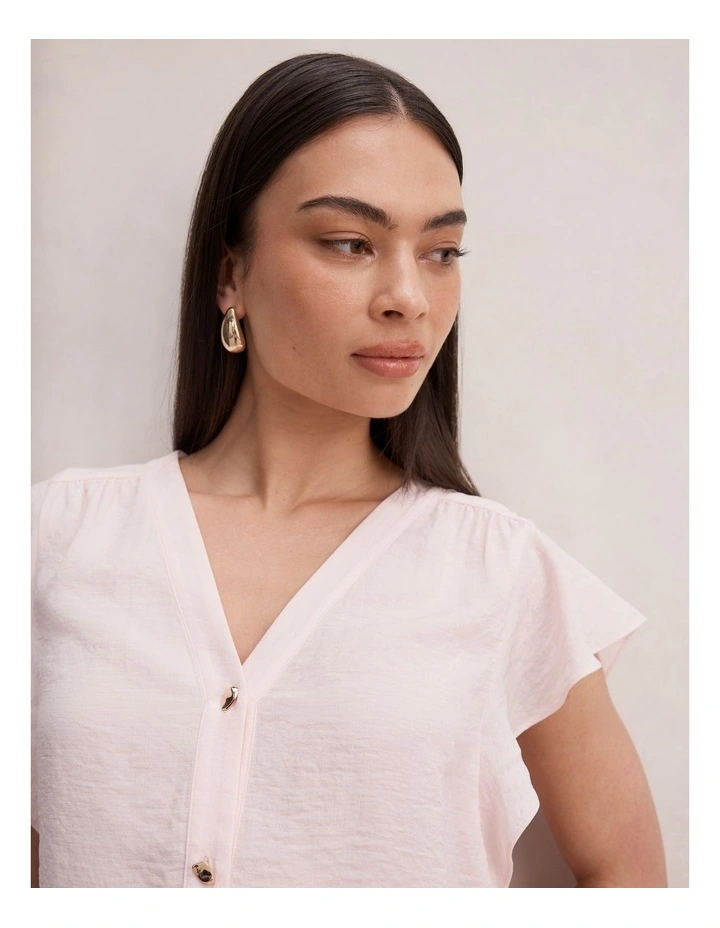 Cecilia Flutter Sleeves Blouse in Pink image 4