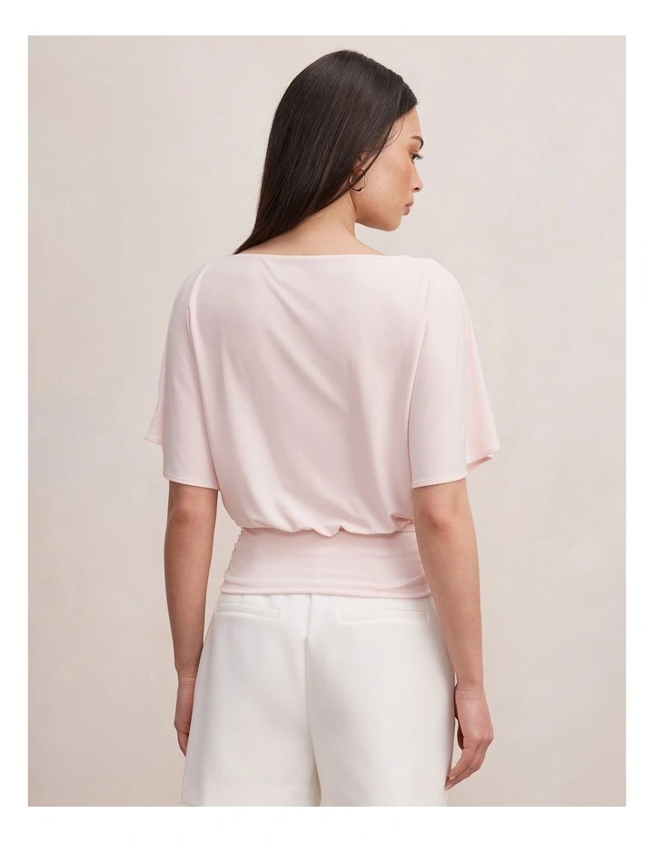 Piper Cinched Flutter Sleeves Top in Pink image 2