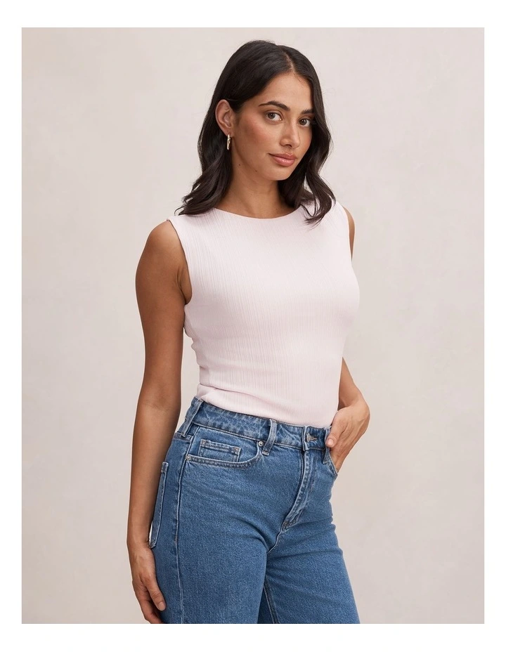 Frankie Boat Neck Tank Top in Pink image 3